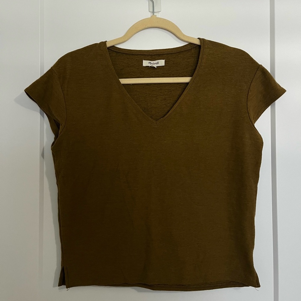 Madewell Mustard V Neck T Shirt